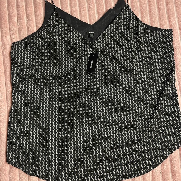 Express Tops - Express Black and White Patterned Blouse